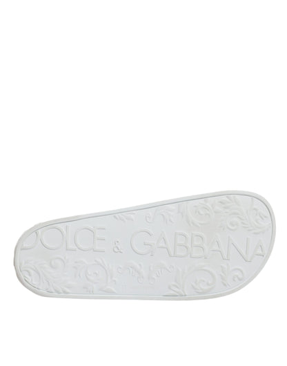 Dolce & Gabbana White Rubber Slides Sandals Beachwear Shoes