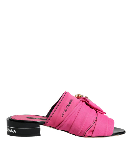 Dolce &amp; Gabbana – Sandalen mit Kristallen in Rosa und Schwarz