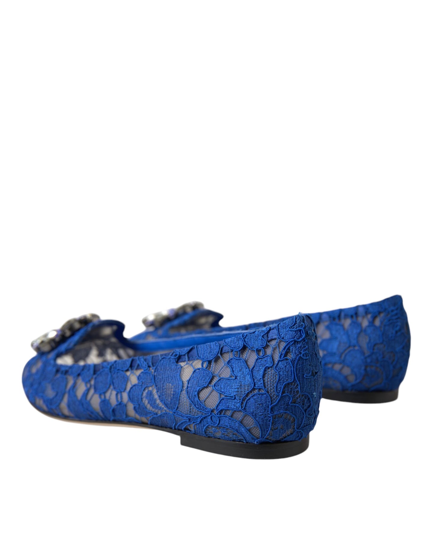 Dolce &amp; Gabbana Blaue Ballerinas mit Spitze und Kristallen