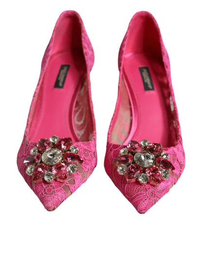 Dolce &amp; Gabbana – Taormina – Pumps mit Spitzen und Kristallen in Rosa