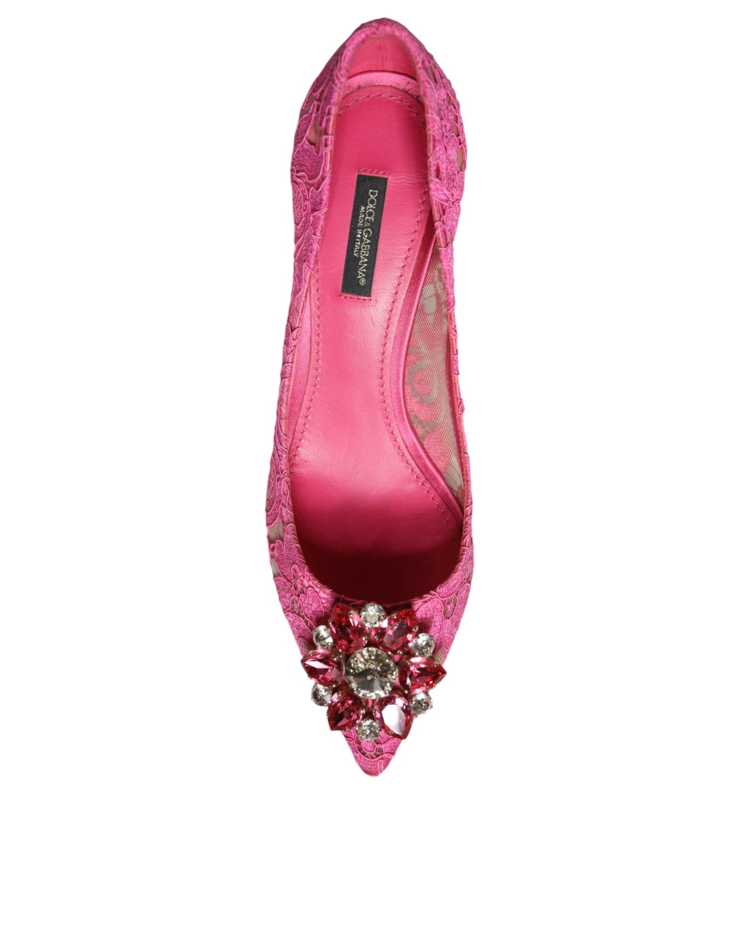 Dolce &amp; Gabbana – Taormina – Pumps mit Spitzen und Kristallen in Rosa