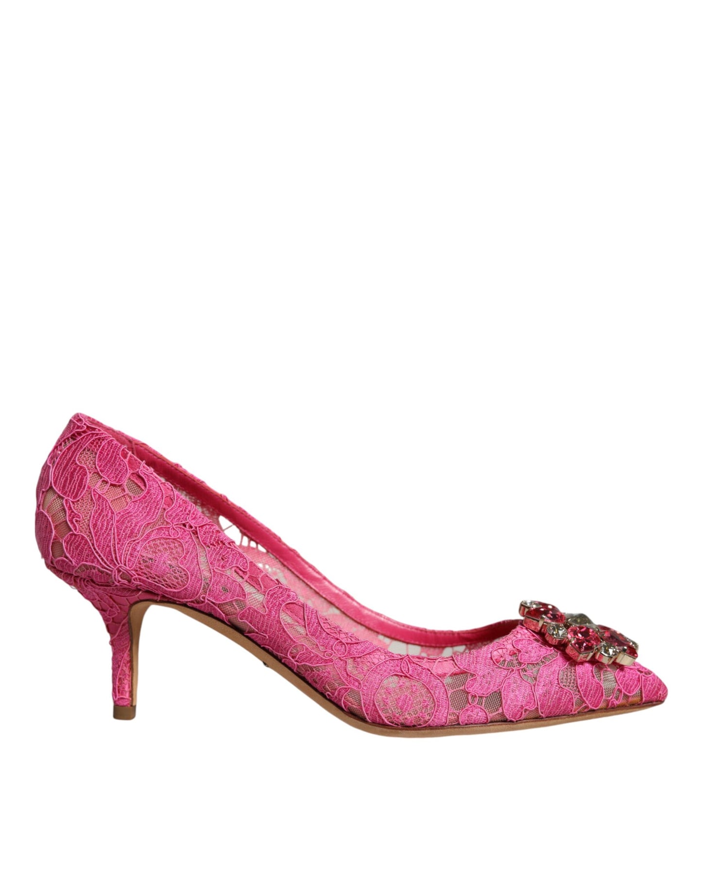 Dolce &amp; Gabbana – Taormina – Pumps mit Spitzen und Kristallen in Rosa