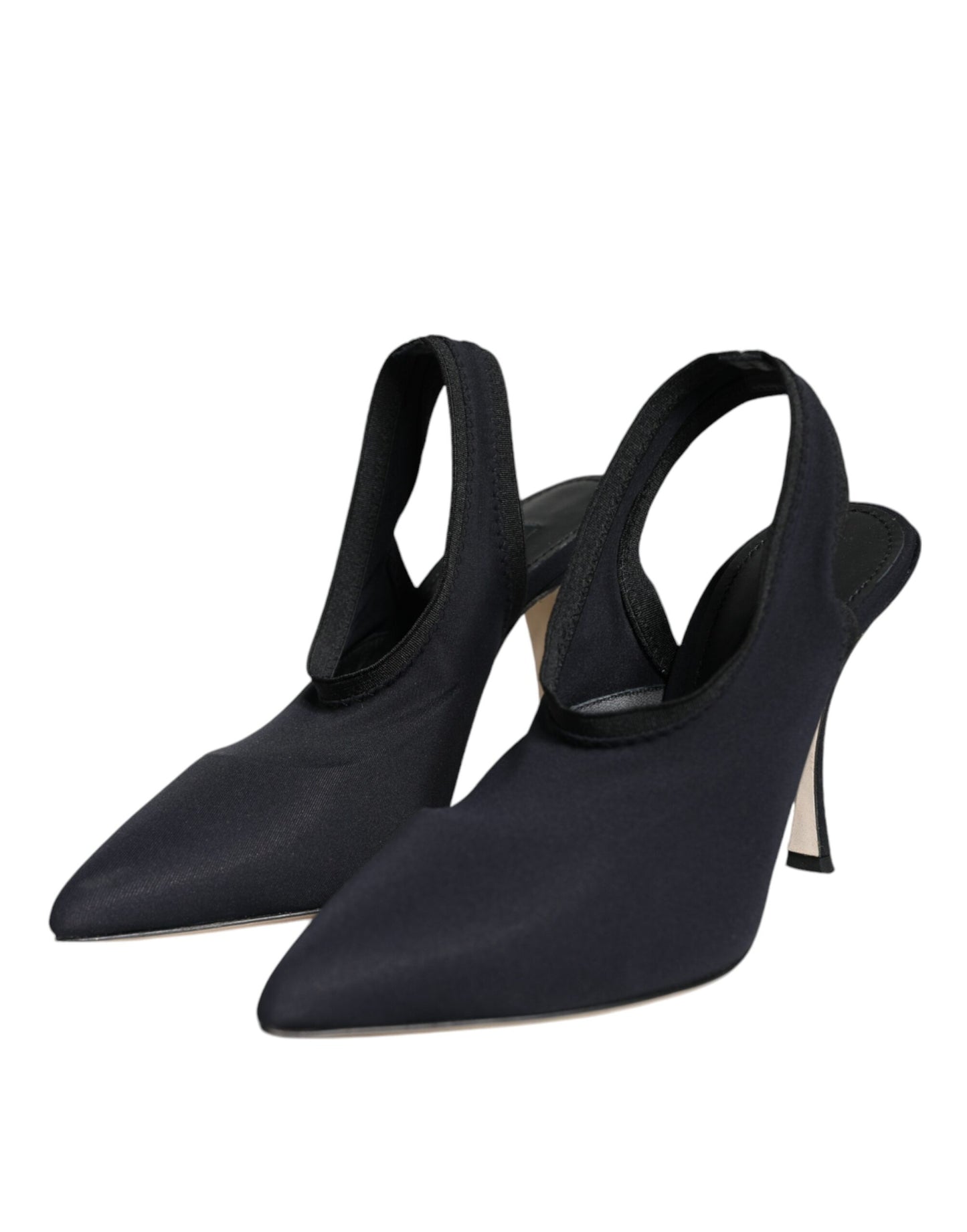 Dolce &amp; Gabbana – Slingback-Schuhe aus Stretch-Jersey in Schwarz