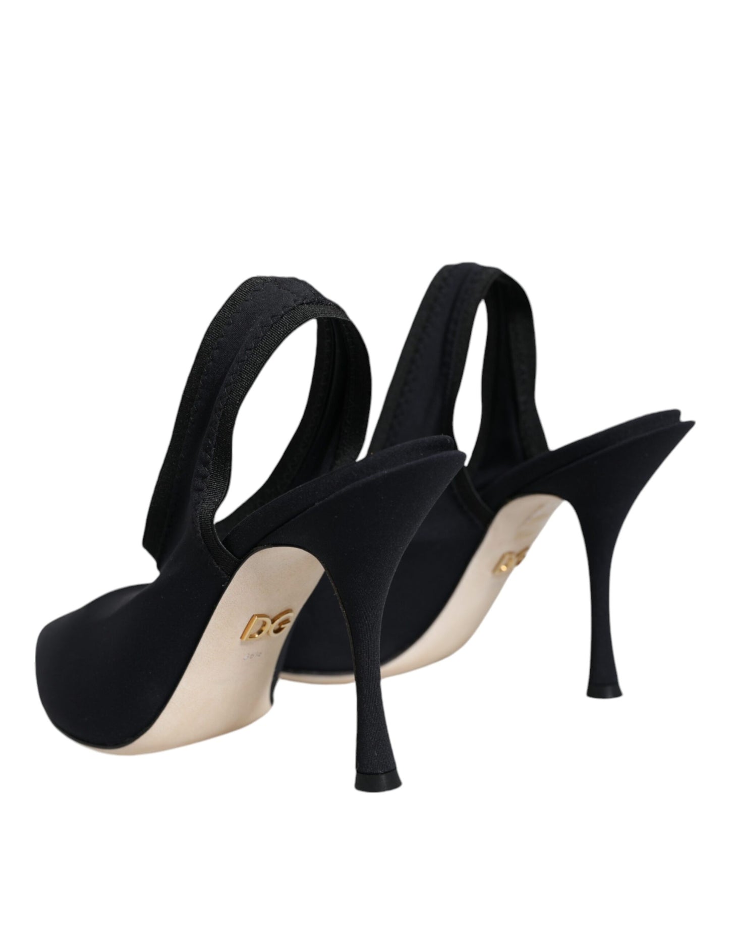 Dolce &amp; Gabbana – Slingback-Schuhe aus Stretch-Jersey in Schwarz