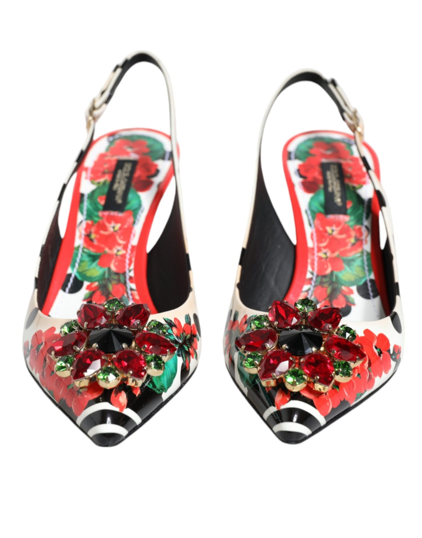 Dolce &amp; Gabbana Slingback-Schuhe mit mehrfarbigen Kristallabsätzen