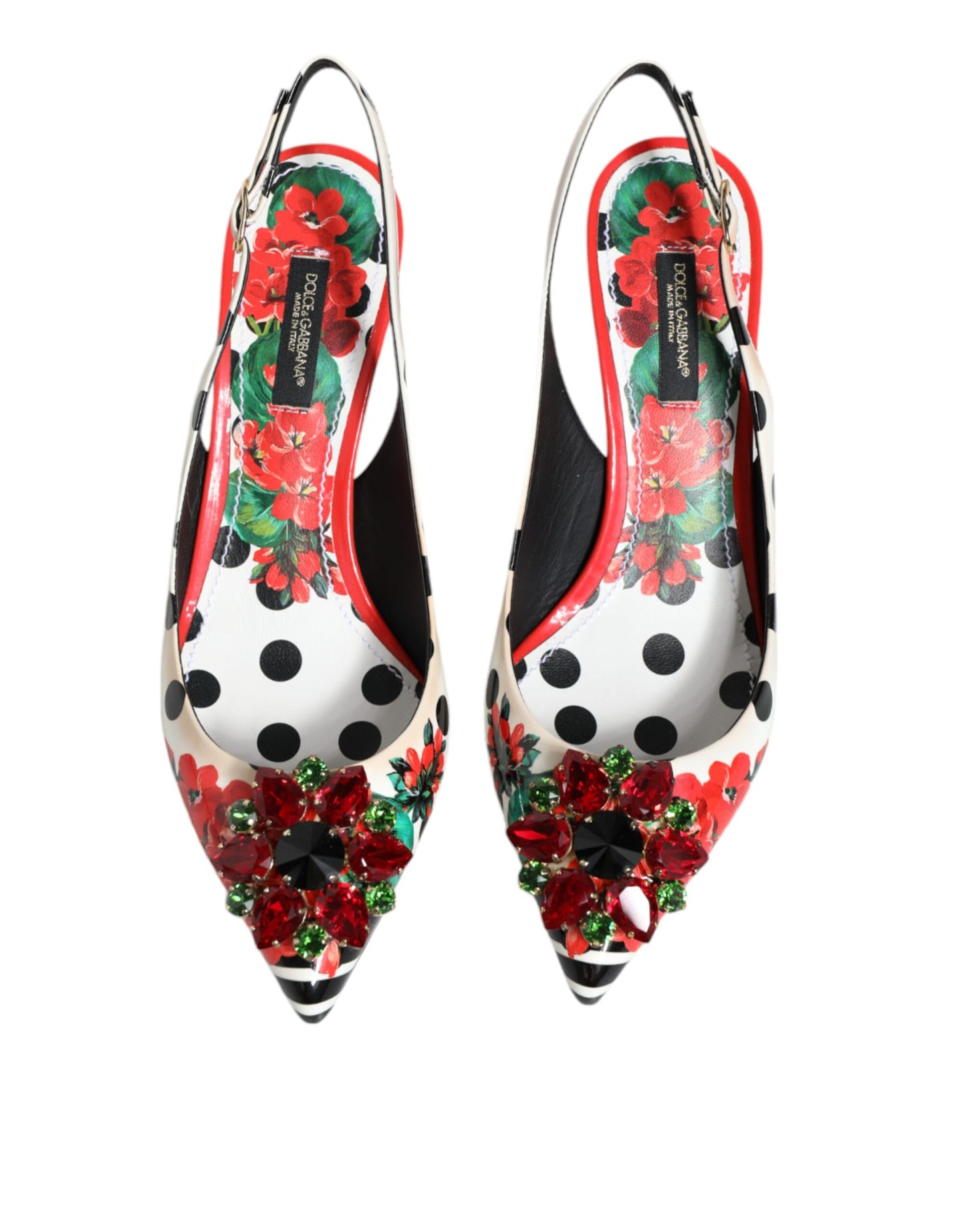 Dolce &amp; Gabbana Slingback-Schuhe mit mehrfarbigen Kristallabsätzen