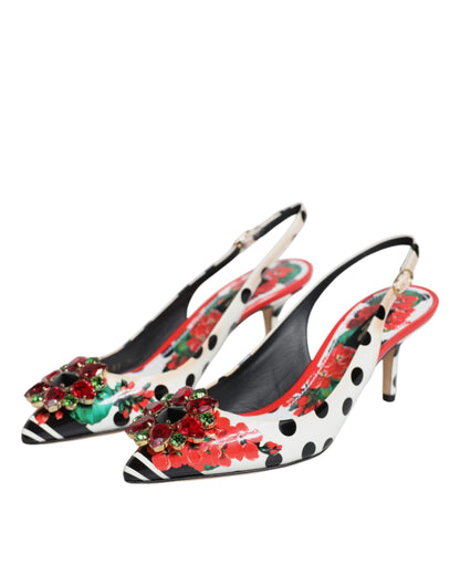 Dolce &amp; Gabbana Slingback-Schuhe mit mehrfarbigen Kristallabsätzen