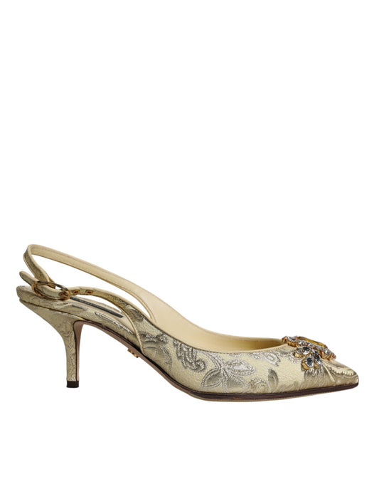 Dolce &amp; Gabbana Pumps mit goldenen Kristallen, High Heels, Slingbacks