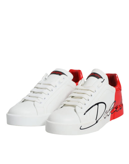 Dolce &amp; Gabbana Weiß Rot Portofino Low Top Sneakers Schuhe