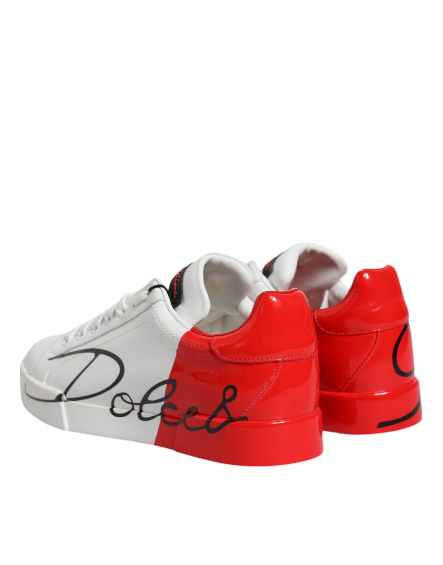 Dolce &amp; Gabbana Weiß Rot Portofino Low Top Sneakers Schuhe