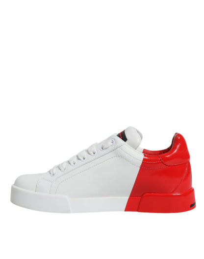 Dolce &amp; Gabbana Weiß Rot Portofino Low Top Sneakers Schuhe