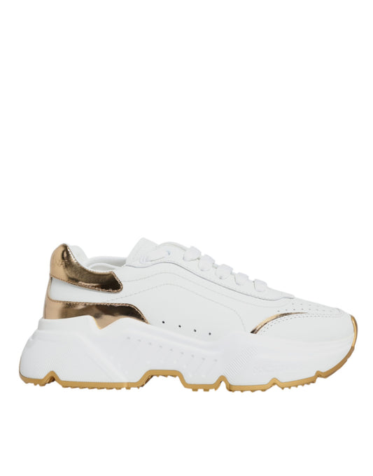 Dolce & Gabbana White Gold Daymaster Low Top Sneakers Shoes