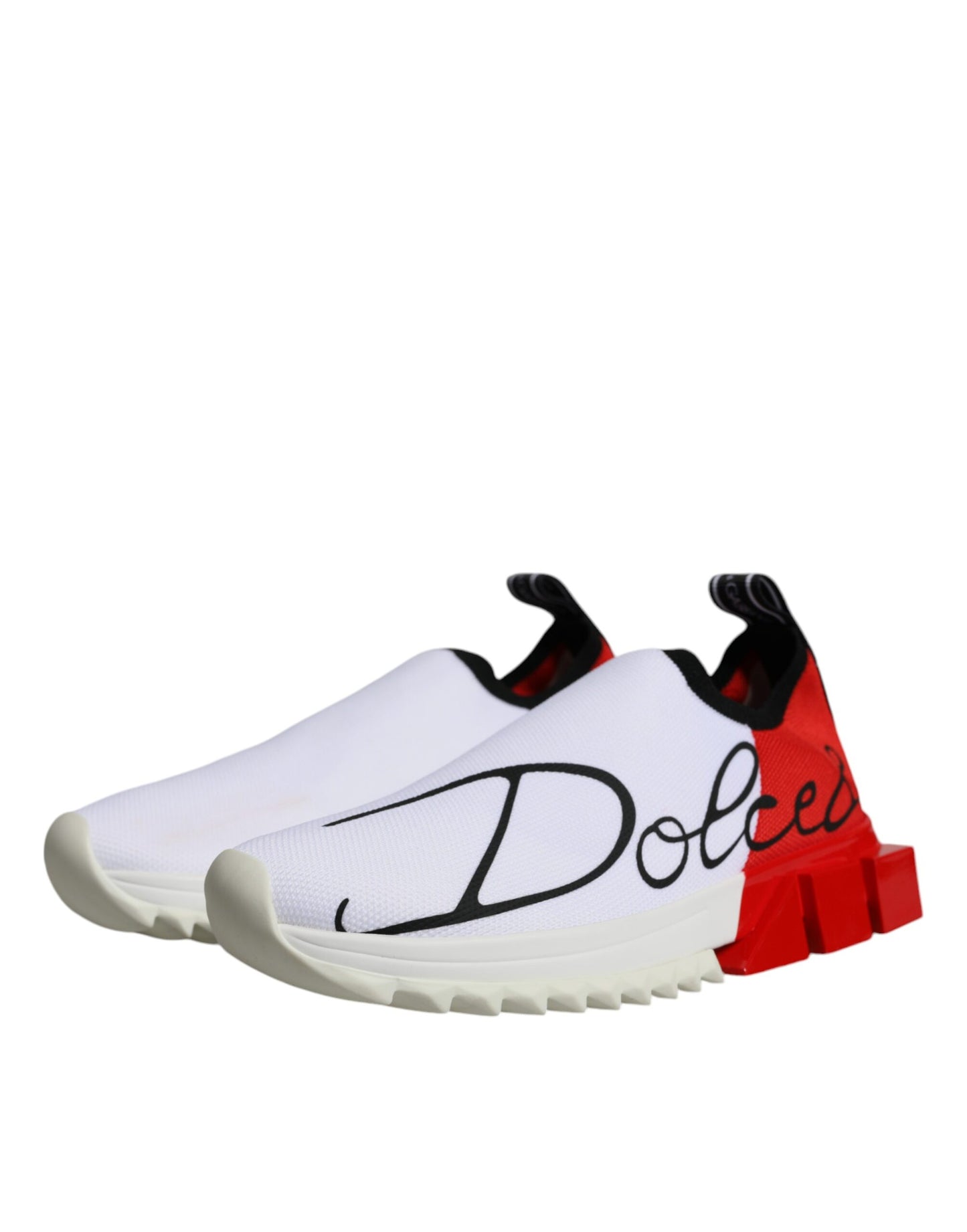 Dolce &amp; Gabbana Weiß Rot Low Top Sorrento Männer Sneakers Schuhe