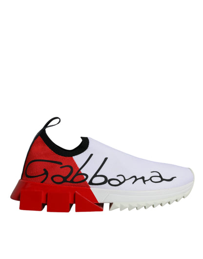 Dolce &amp; Gabbana Weiß Rot Low Top Sorrento Männer Sneakers Schuhe