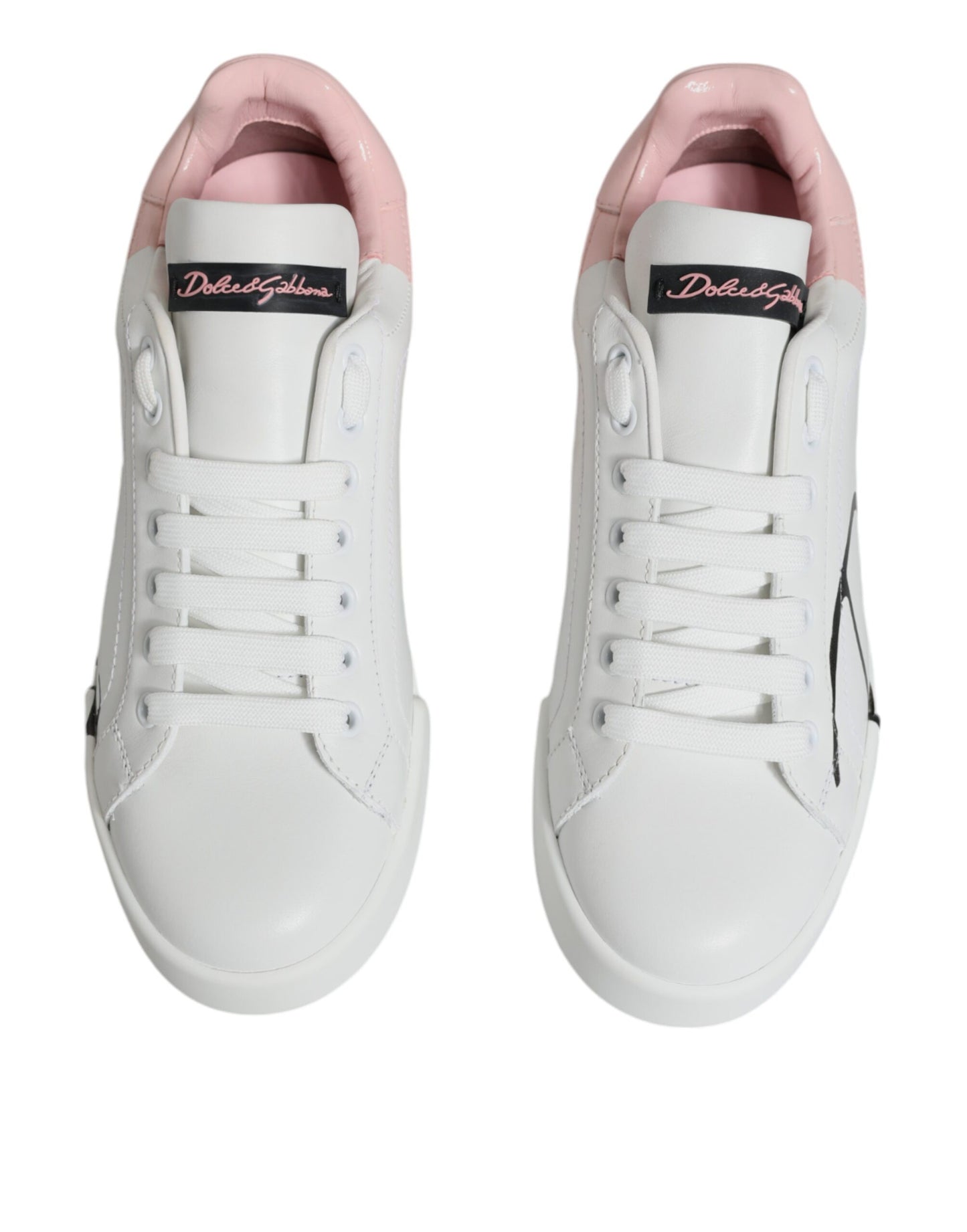 Dolce &amp; Gabbana – Portofino – Niedrige Sneakers in Weiß und Rosa