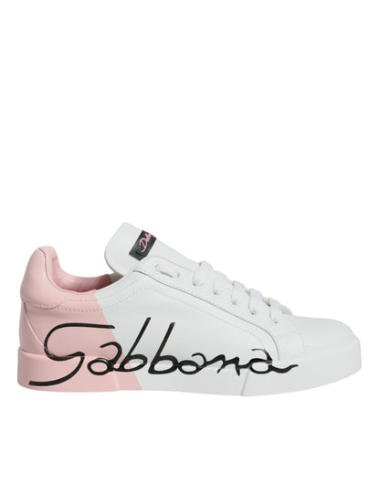 Dolce &amp; Gabbana – Portofino – Niedrige Sneakers in Weiß und Rosa