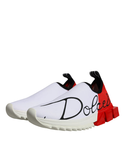 Dolce &amp; Gabbana Weiß Rot Low Top Sorrento Männer Sneakers Schuhe