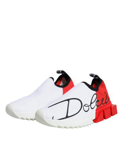 Dolce &amp; Gabbana Weiß Rot Low Top Sorrento Männer Sneakers Schuhe