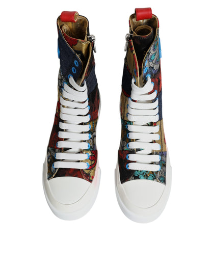 Dolce &amp; Gabbana Mehrfarbige Patchwork-Logo-High-Top-Sneakers