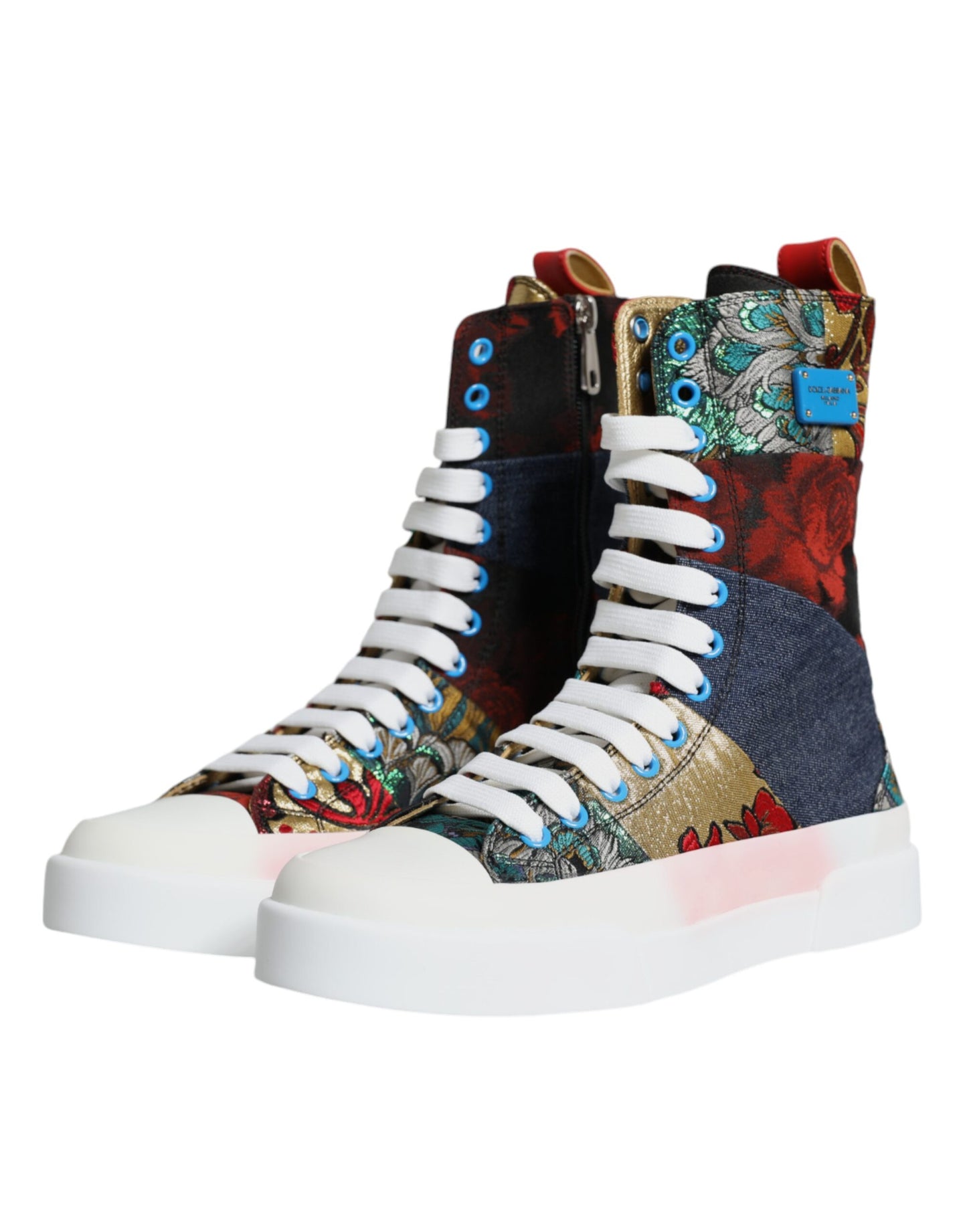 Dolce &amp; Gabbana Mehrfarbige Patchwork-Logo-High-Top-Sneakers