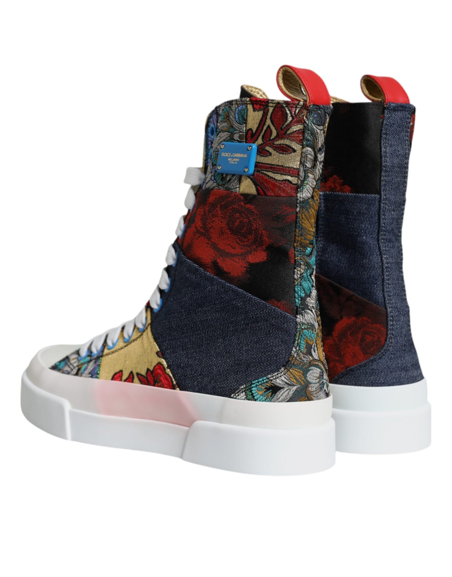 Dolce &amp; Gabbana Mehrfarbige Patchwork-Logo-High-Top-Sneakers