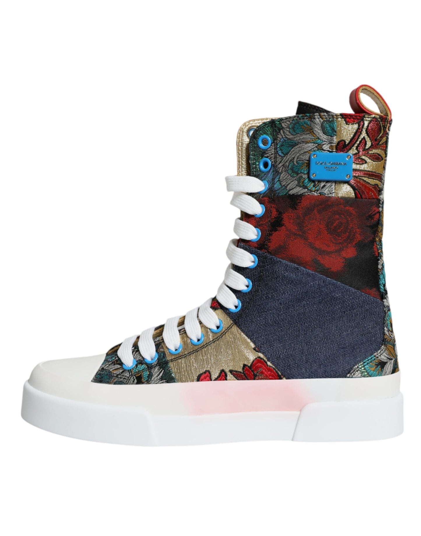 Dolce &amp; Gabbana Mehrfarbige Patchwork-Logo-High-Top-Sneakers