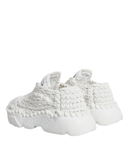 Dolce & Gabbana White Knitted Daymaster Sneakers Shoes