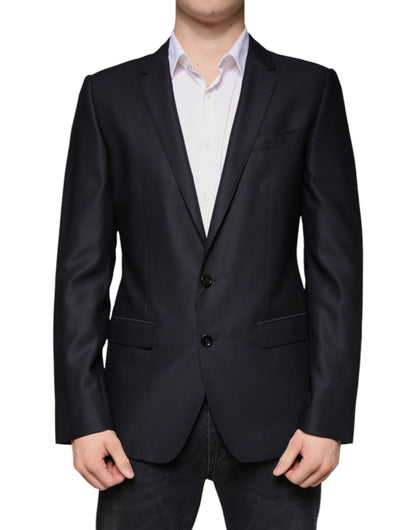 Dolce &amp; Gabbana – Einreihiger Blazer aus schwarzer Wolle