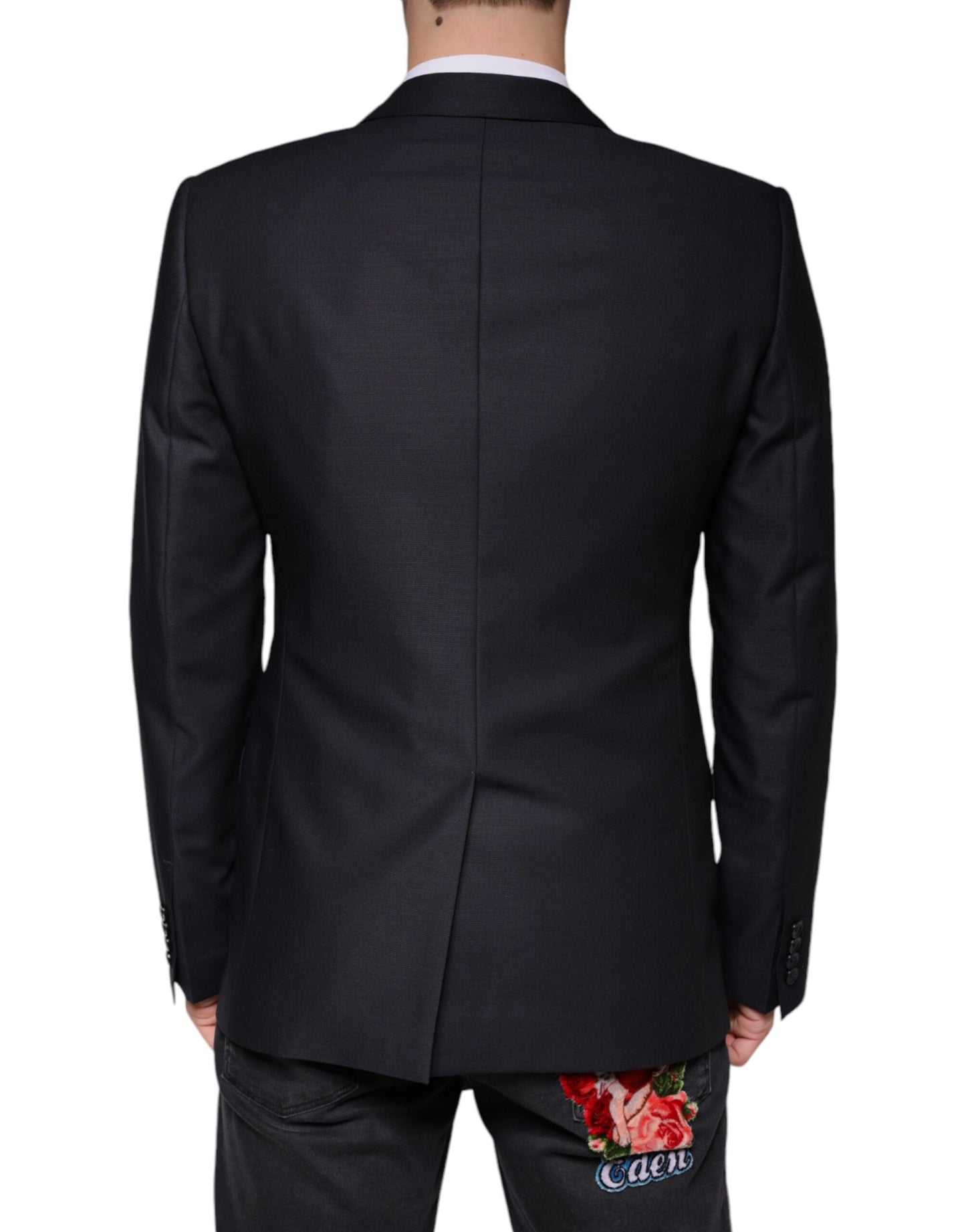 Dolce &amp; Gabbana – Einreihiger Blazer aus schwarzer Wolle