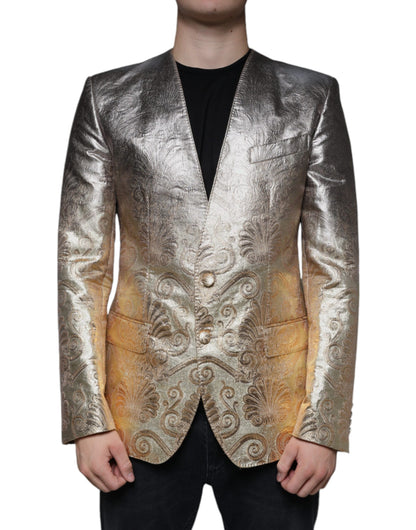 Dolce &amp; Gabbana – Einreihiger Blazer aus goldenem Jacquard