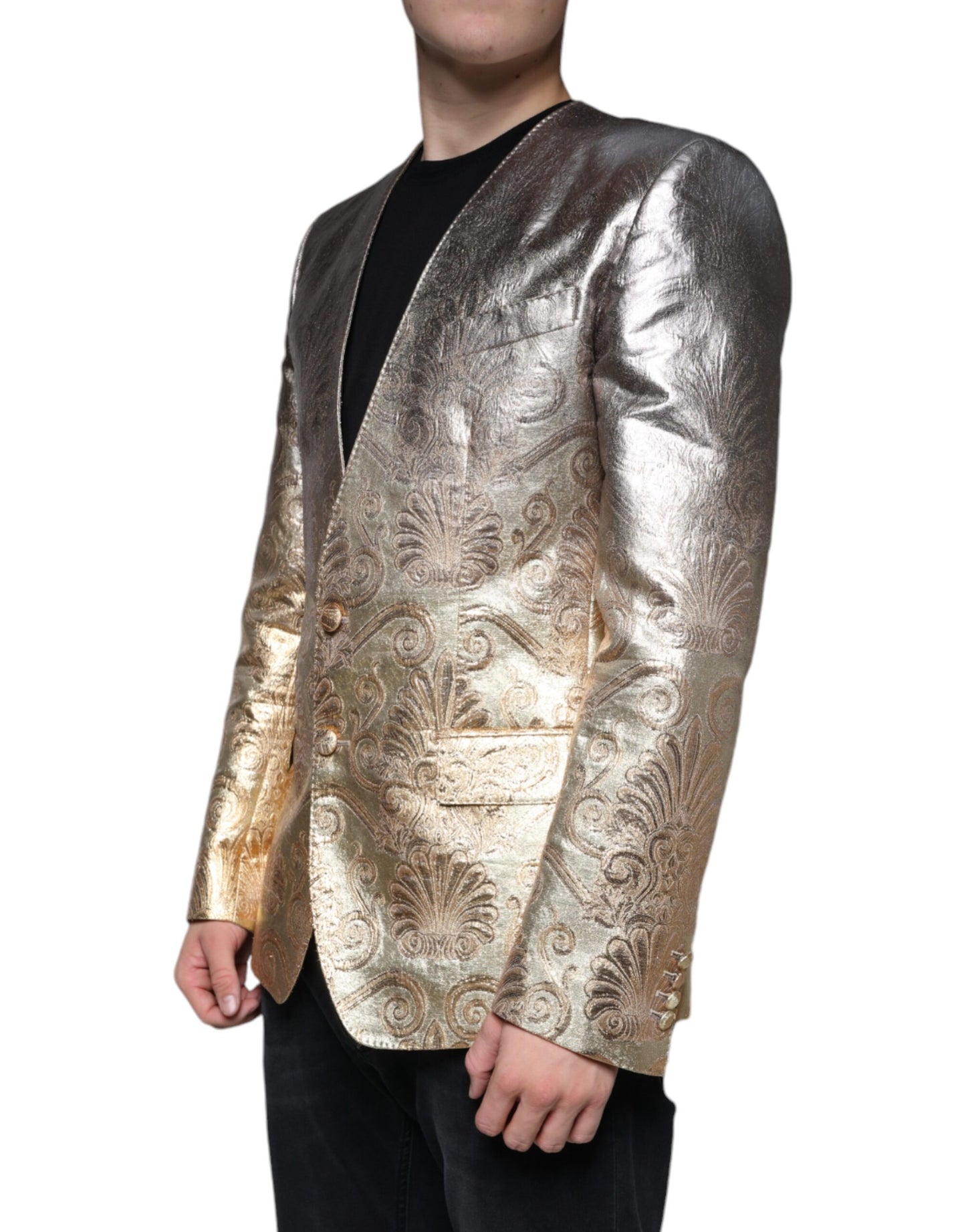 Dolce &amp; Gabbana – Einreihiger Blazer aus goldenem Jacquard