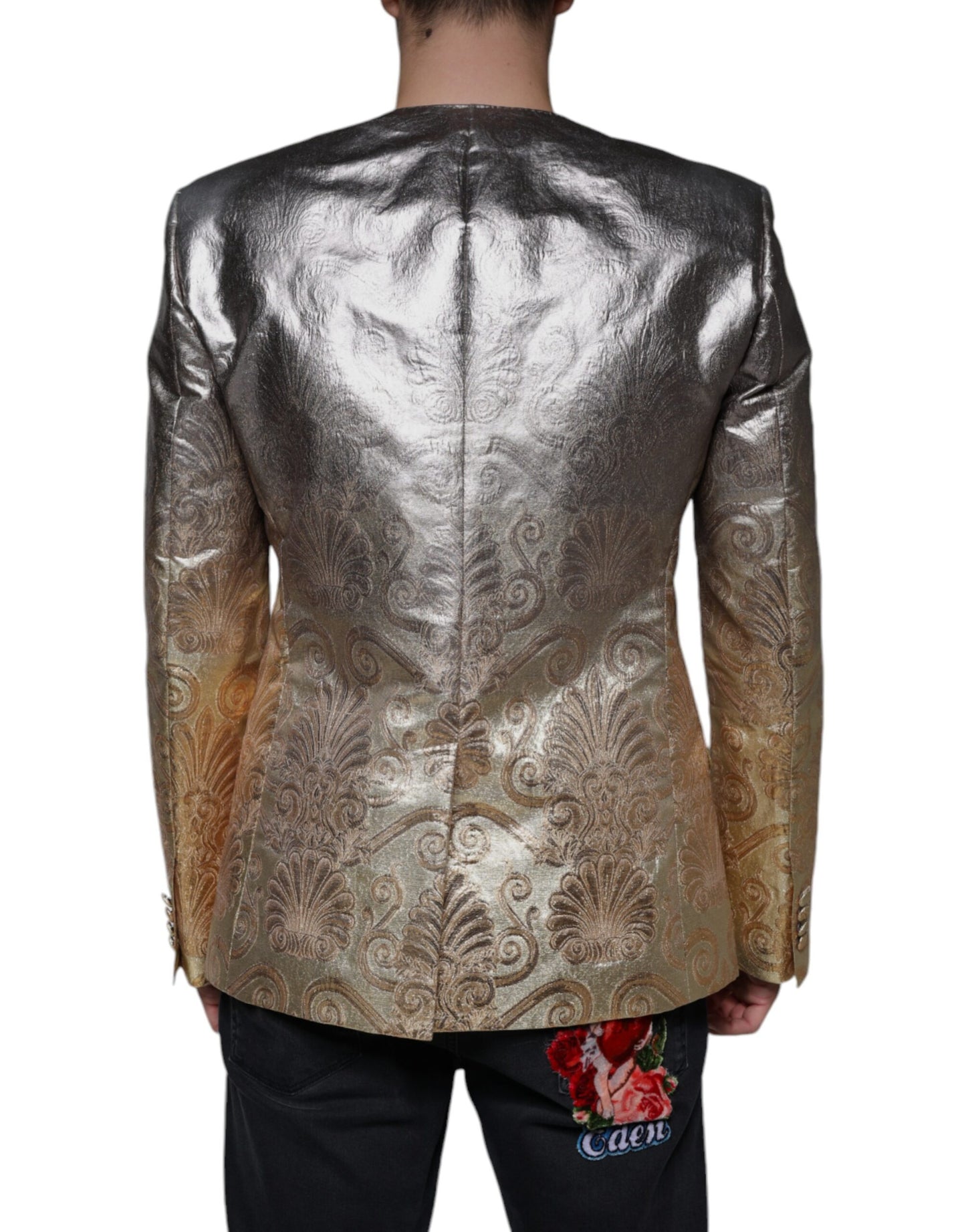 Dolce &amp; Gabbana – Einreihiger Blazer aus goldenem Jacquard