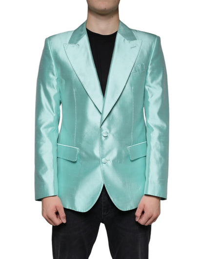 Dolce &amp; Gabbana Mintgrüner einreihiger Seidenblazer