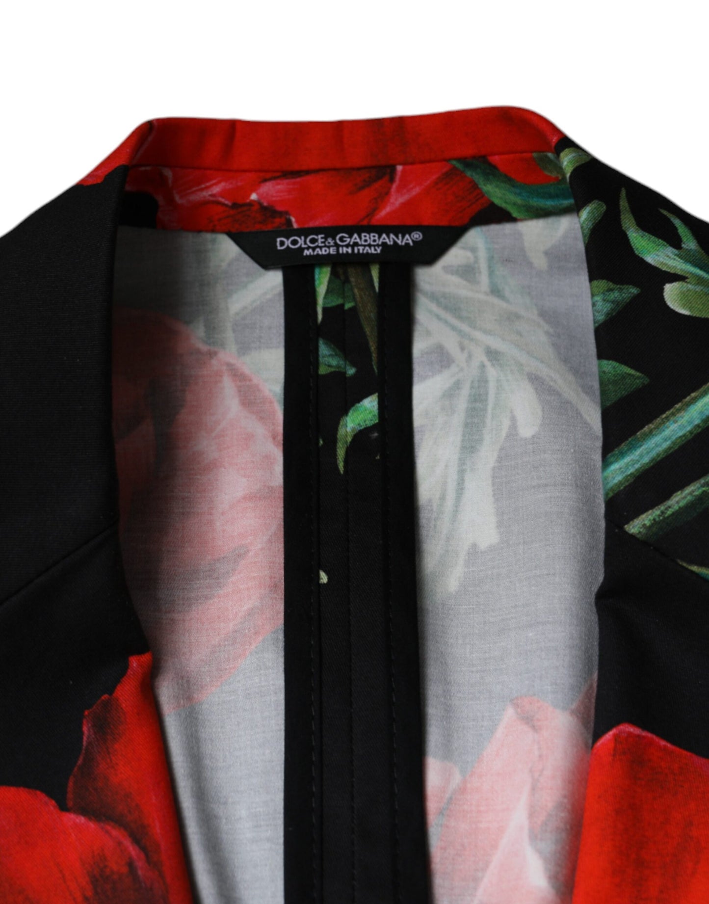 Dolce &amp; Gabbana – Schwarzer, zweireihiger Blazer mit Blumenmuster