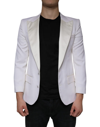 Dolce &amp; Gabbana – Einreihiger Blazer aus cremeweißer Wolle