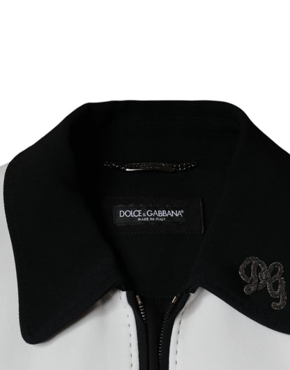 Dolce &amp; Gabbana – Blousonjacke „DG Crown“ mit durchgehendem Reißverschluss in Schwarz und Weiß