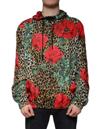 Dolce &amp; Gabbana – Mehrfarbige Kapuzenjacke mit Leopardenmuster und Blumenmuster