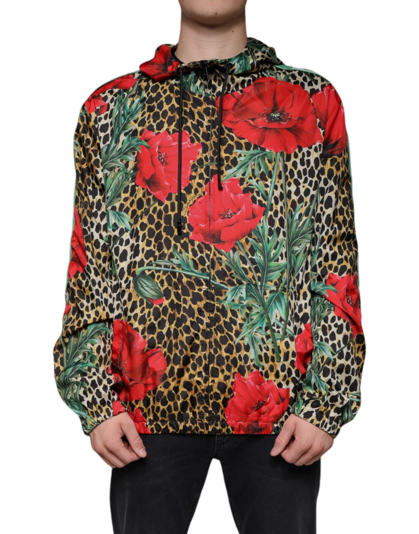 Dolce &amp; Gabbana – Mehrfarbige Kapuzenjacke mit Leopardenmuster und Blumenmuster