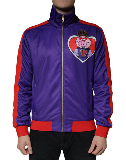 Dolce &amp; Gabbana – YEAR OF THE PIG – Bomberjacke mit durchgehendem Reißverschluss, Lila