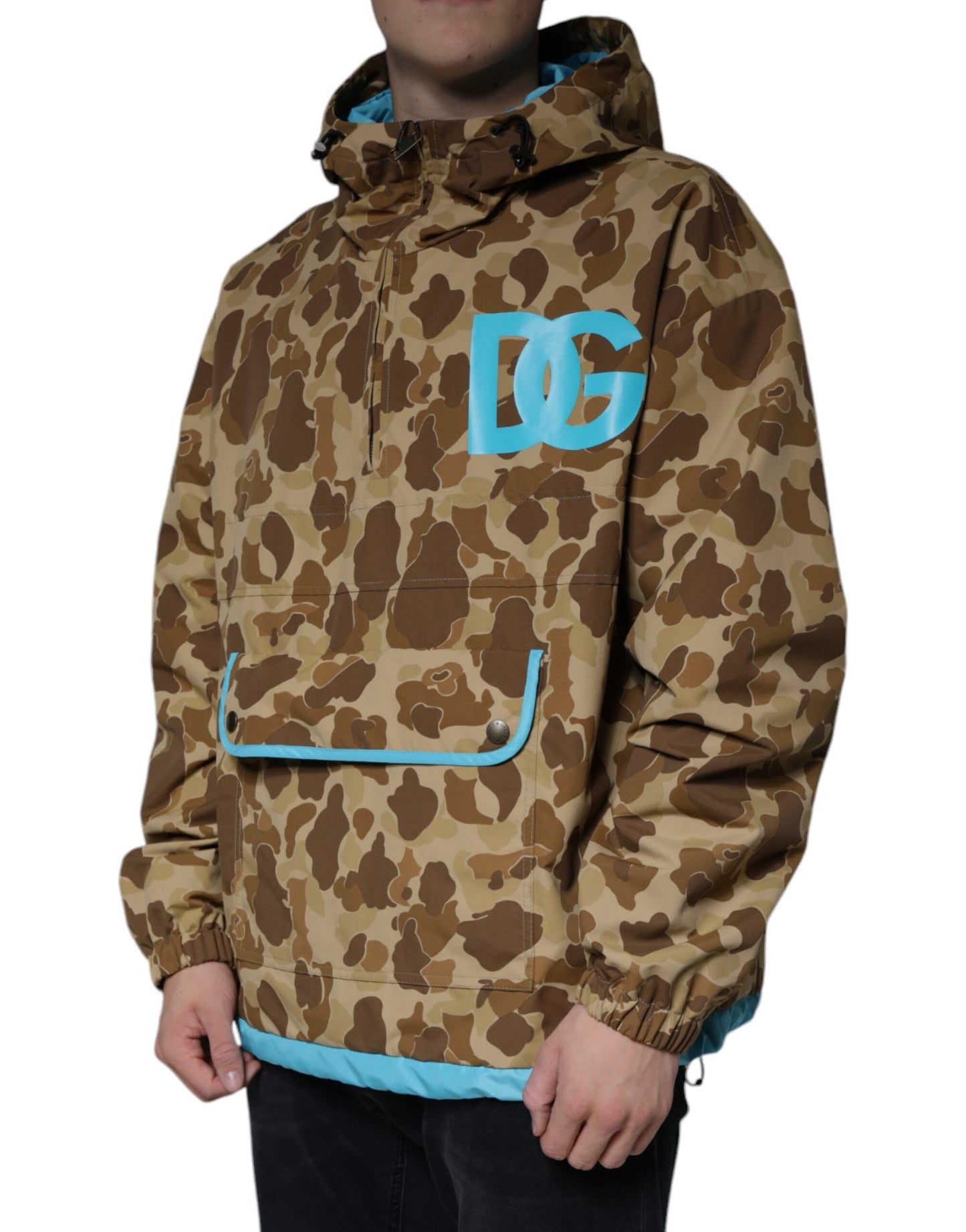 Dolce & Gabbana Brown Camouflage Hooded Pullover Jacket