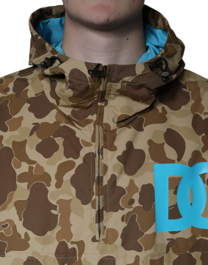 Dolce &amp; Gabbana – Pulloverjacke mit Kapuze und Camouflage-Muster in Braun