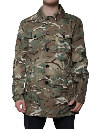 Dolce &amp; Gabbana – Mehrfarbige Manteljacke mit Camouflage-Kragen