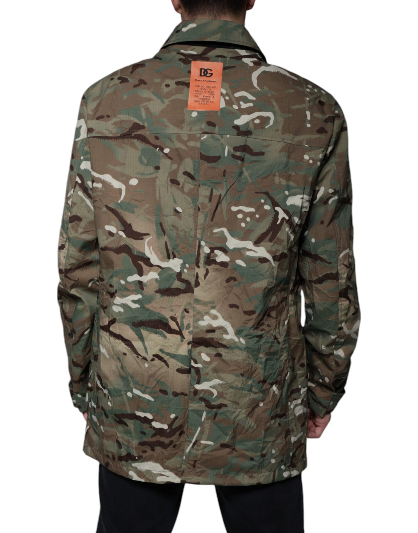 Dolce & Gabbana Multicolor Camouflage Collared Coat Jacket