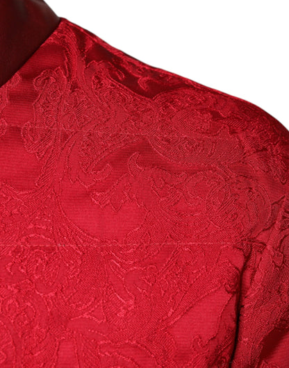 Dolce &amp; Gabbana – Rote, gesteppte Bomberjacke mit goldenem Kronenlogo