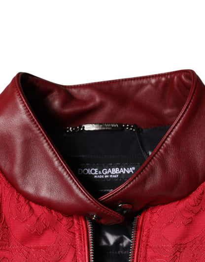 Dolce &amp; Gabbana – Rote, gesteppte Bomberjacke mit goldenem Kronenlogo