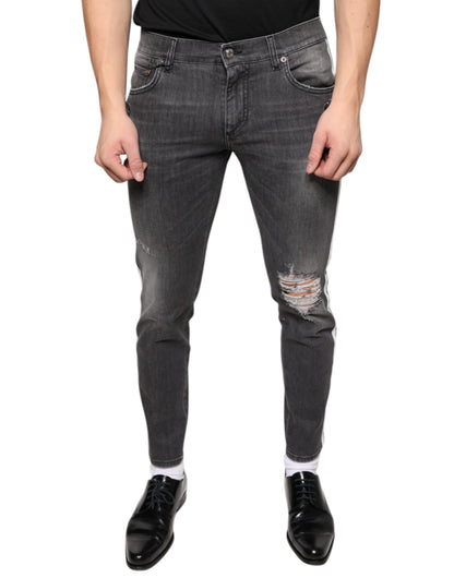 Dolce &amp; Gabbana – Schwarze Skinny-Jeans aus zerfetzter Baumwolle für Herren