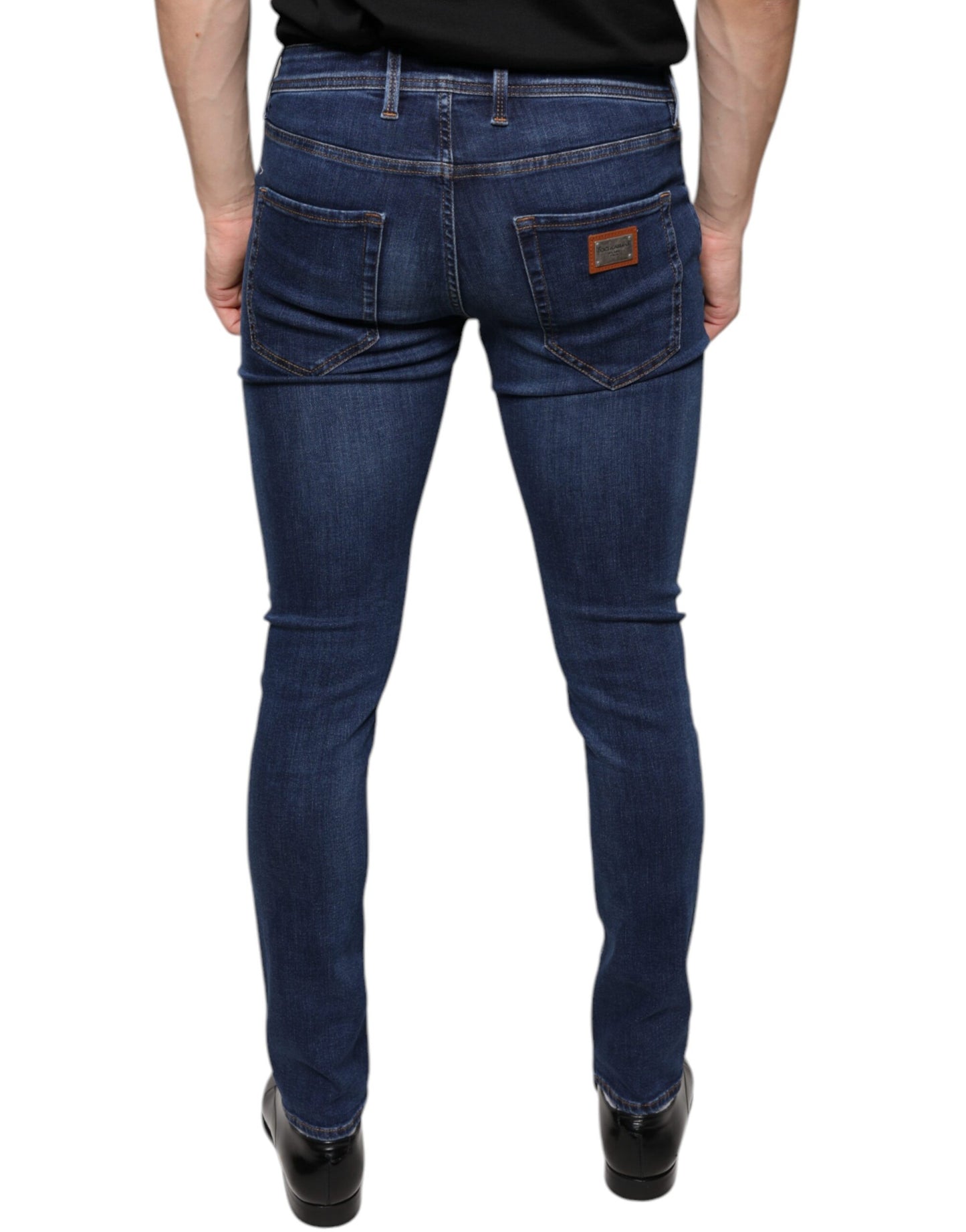 Dolce &amp; Gabbana Dunkelblaue Skinny-Jeans aus Baumwollstretch