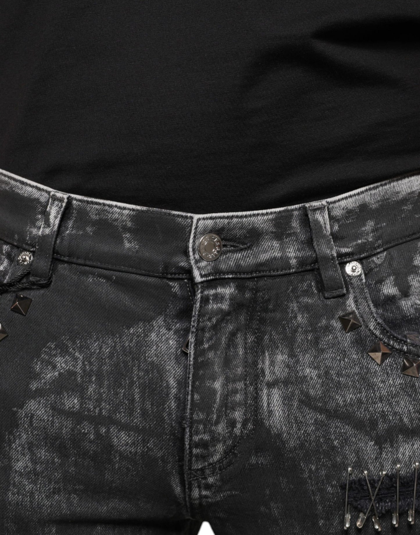 Dolce &amp; Gabbana – Schwarze Skinny-Jeans aus Baumwolle mit Verzierung