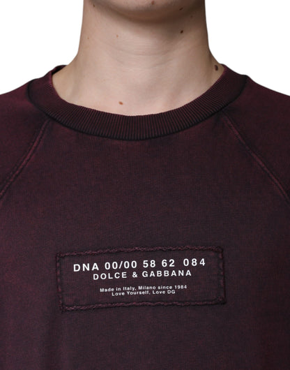 Dolce &amp; Gabbana – Kastanienbraunes Sweatshirt mit Rundhalsausschnitt und Logo für Herren