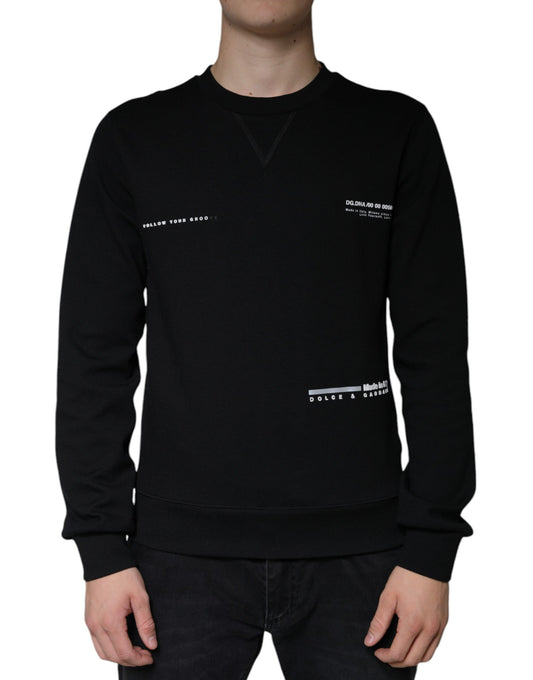 Dolce &amp; Gabbana – Schwarzes Sweatshirt mit Rundhalsausschnitt und Logo-Print